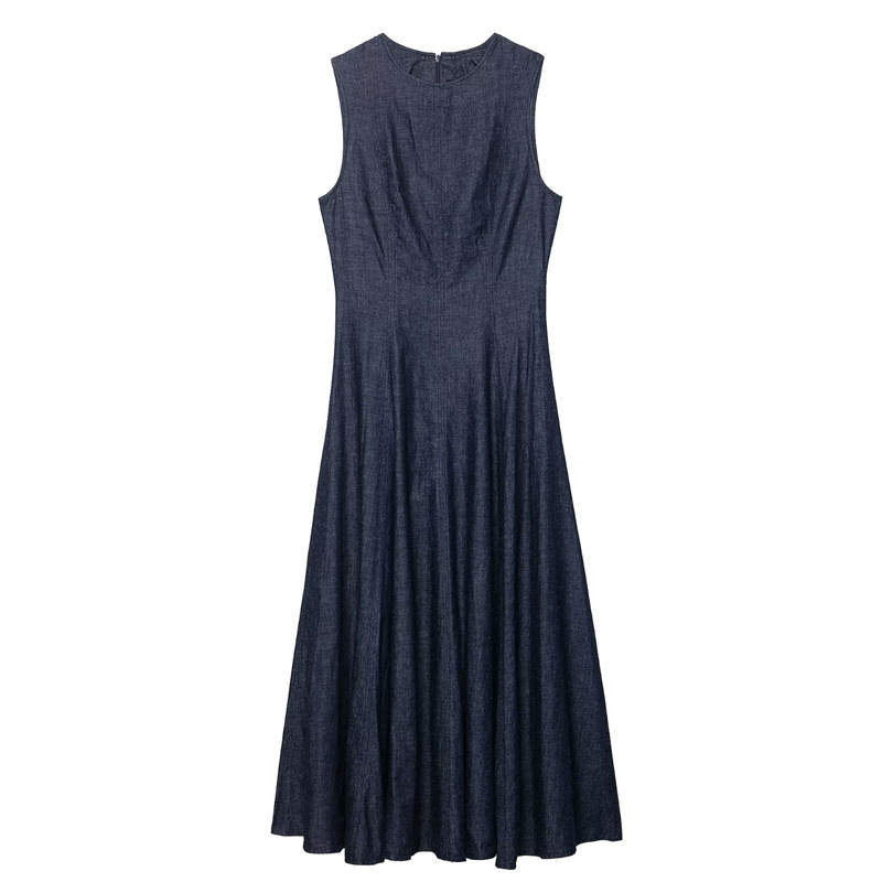Midi Dress - Nowa, dopasowana sukienka midi z denimu