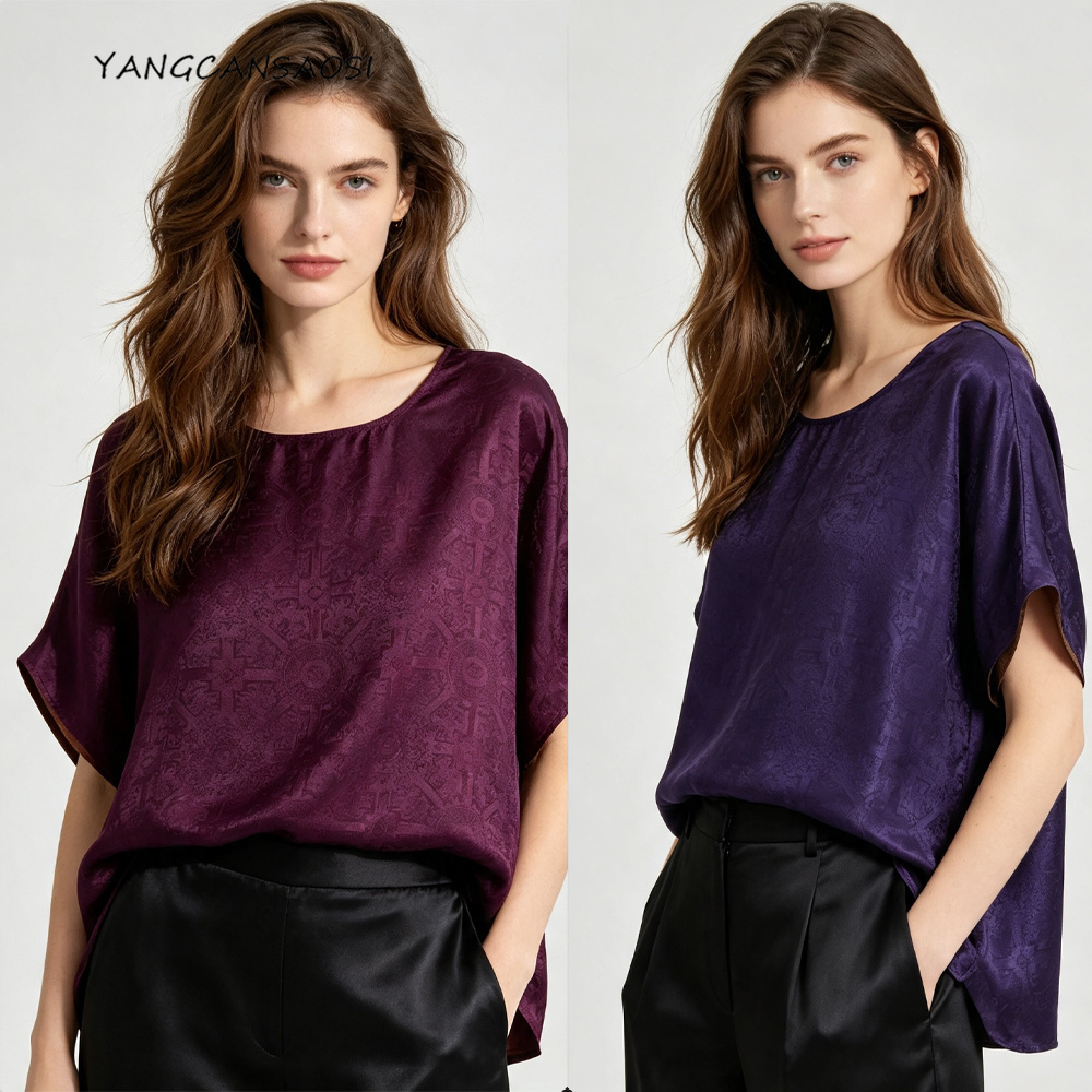 Silk Blouse - Damska koszulka plus size na lato,