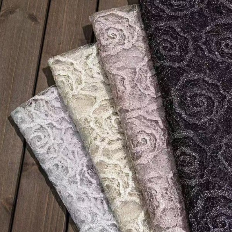 Lace Dress - Haftowana tiulowa koronka z okrągłym ściegiem
