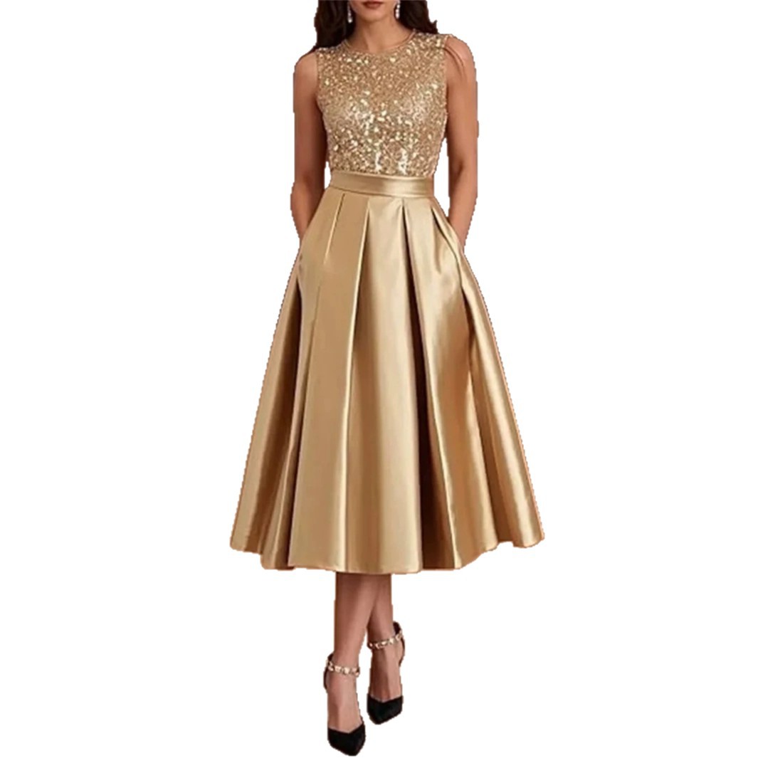 Midi Dress - Burgundowa Sukienka Midi z Satyny z