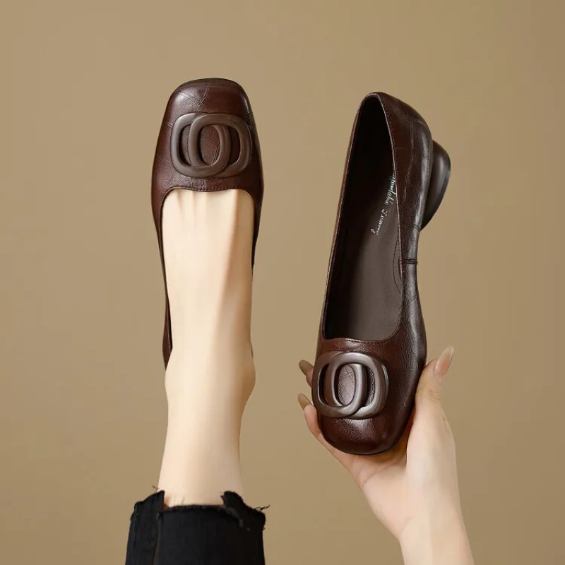 Womens Heels - Francuskie czółenka damskie, skórzane buty dla