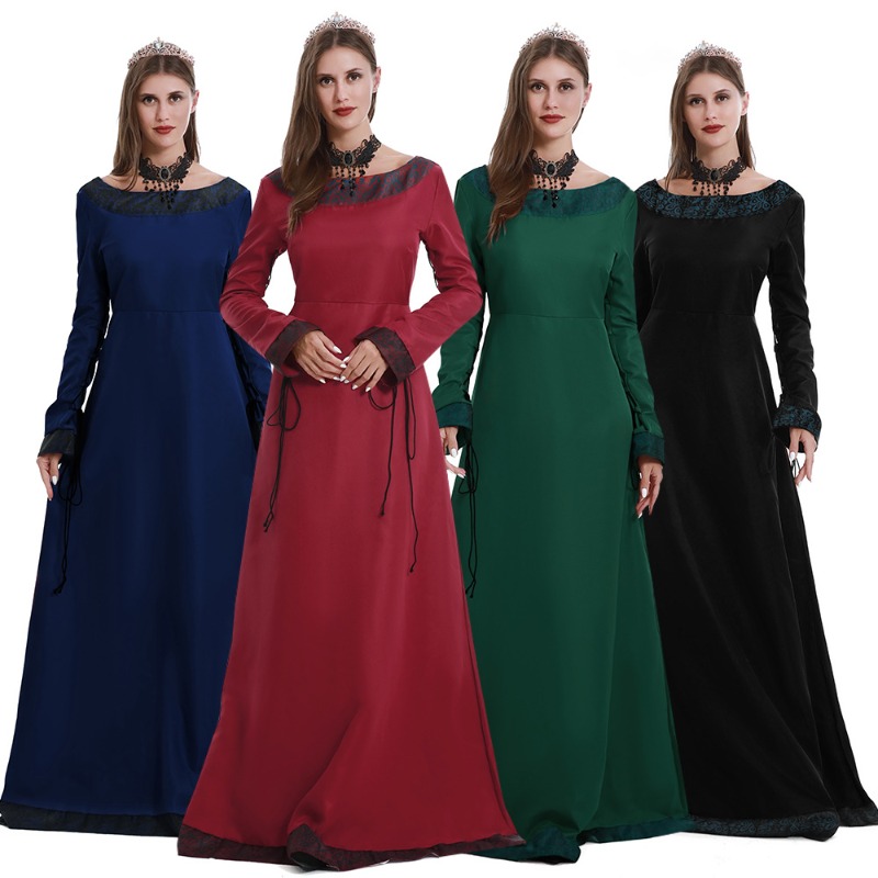 Lace Dress - Długa sukienka w stylu średniowiecznym, z