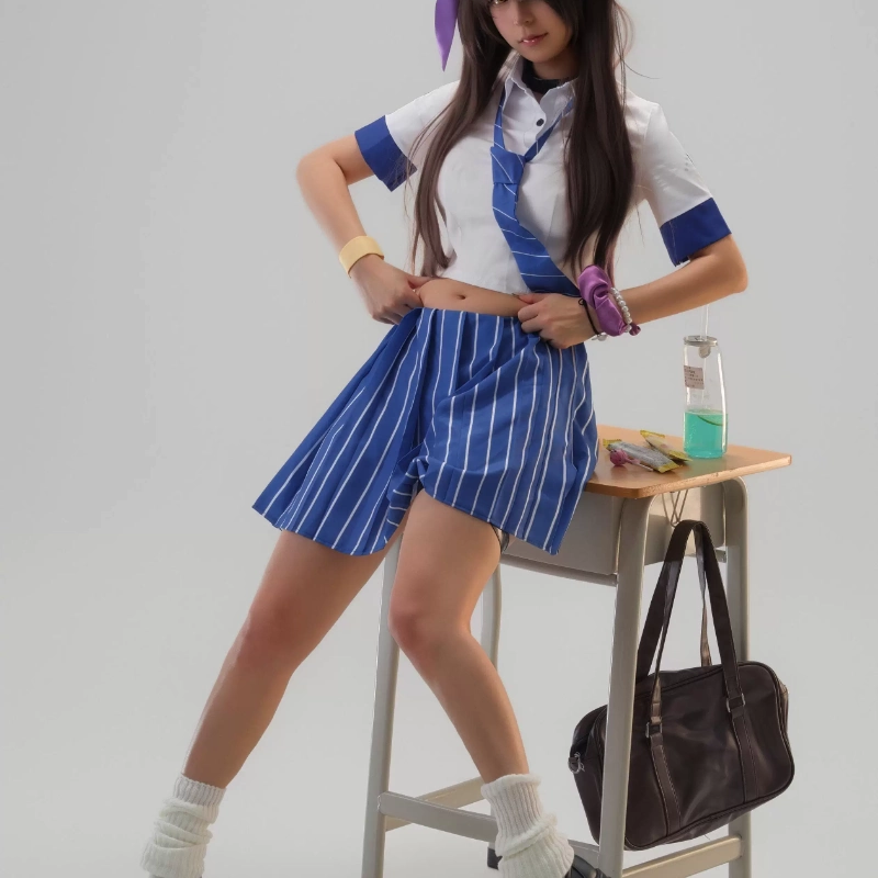 Womens Blazer - Kostium Cosplay Naga, Mundurek JK, Granatowa