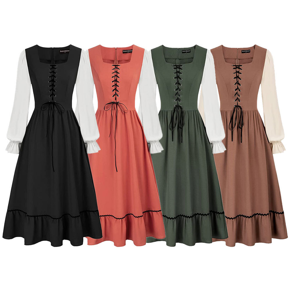 Midi Dress - Damska Sukienka Vintage w Stylu Dworskim