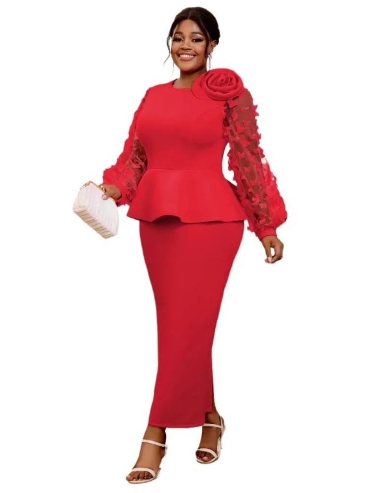 Women'S Red Formal Wear - Sukienki afrykańskie plus size dla kobiet