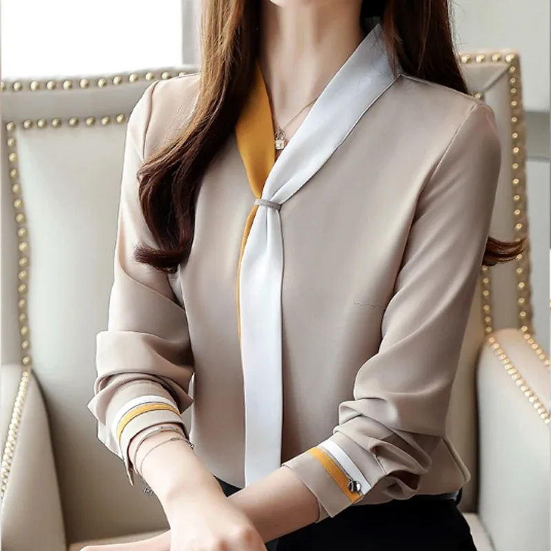Silk Blouse - Jesienne koszula biurowa bluzki szyfonowe z