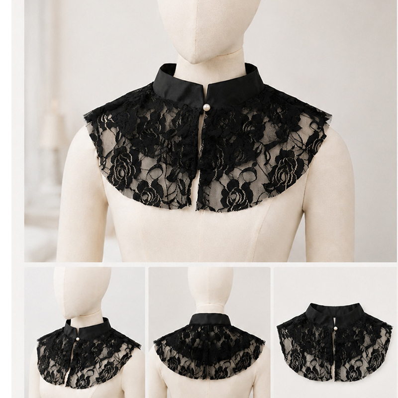 Lace Dress - Elegancki koronkowy kwiatowy szal z imitacją