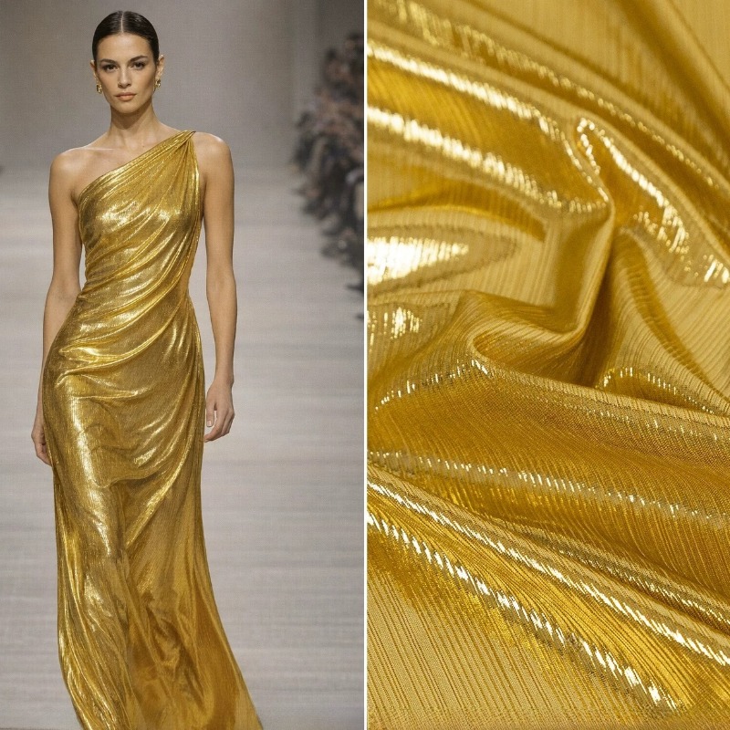 Złotożółta prążkowana dzianina – Evening Gown recenzja i cena